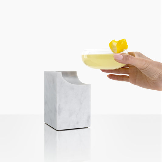 CLIFFHANGER COCKTAIL GLASS - CLASSIC CARRARA MARBLE