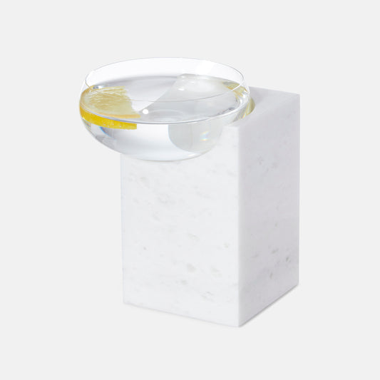 Cliffhanger cocktail glass plain white marble filled