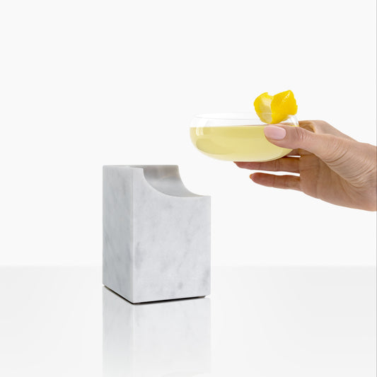 CLIFFHANGER COCKTAIL GLASS - WHITE CARRARA