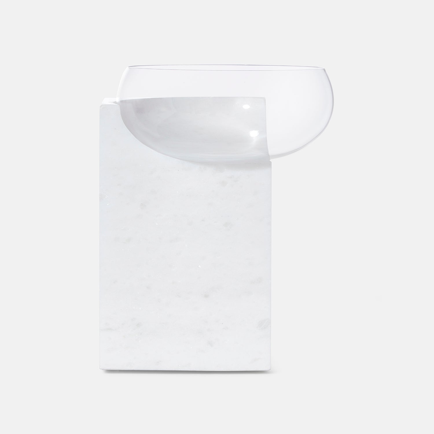 Cliffhanger cocktail glass plain white marble front view