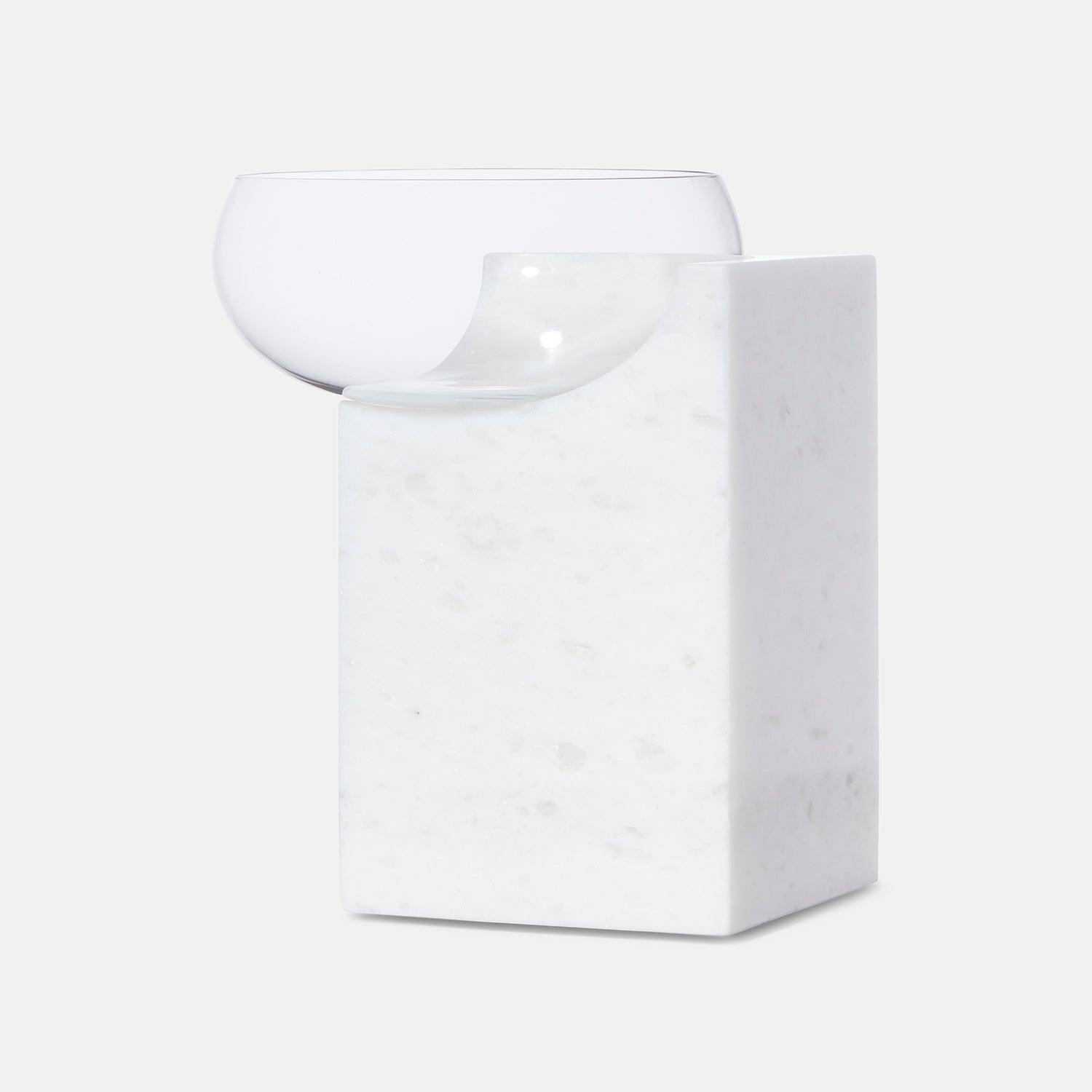 Cliffhanger cocktail glass plain white marble angle view